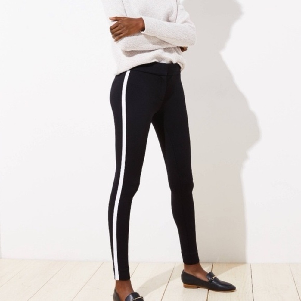 🆕NWT LOFT Leggings in Tuxedo Stripe Ponte Pants – 8P – Black/White - Picture 2 of 8